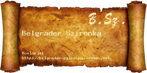 Belgrader Szironka névjegykártya